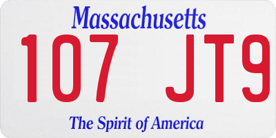 MA license plate 107JT9