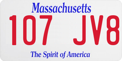 MA license plate 107JV8