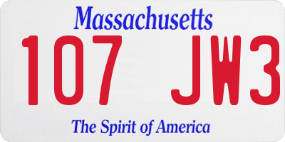 MA license plate 107JW3