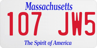 MA license plate 107JW5