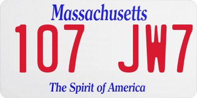 MA license plate 107JW7