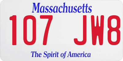 MA license plate 107JW8