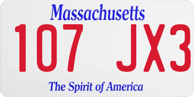 MA license plate 107JX3