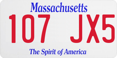 MA license plate 107JX5