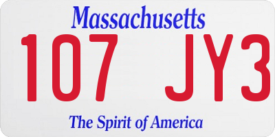 MA license plate 107JY3