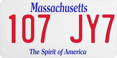 MA license plate 107JY7