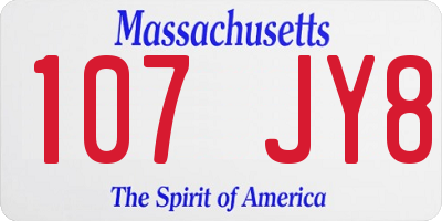 MA license plate 107JY8
