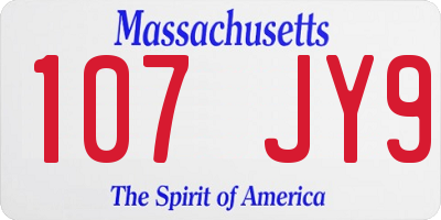 MA license plate 107JY9