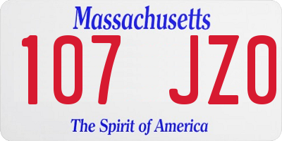 MA license plate 107JZ0