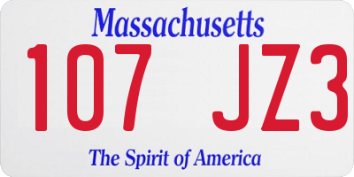 MA license plate 107JZ3