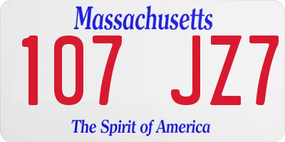 MA license plate 107JZ7