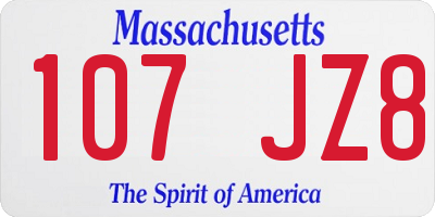 MA license plate 107JZ8