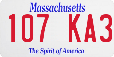 MA license plate 107KA3