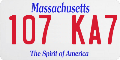 MA license plate 107KA7