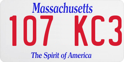 MA license plate 107KC3