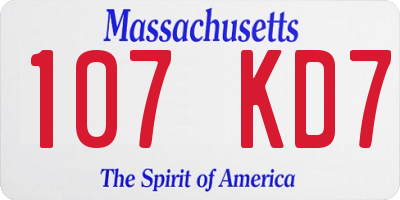 MA license plate 107KD7