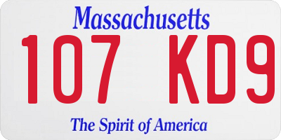 MA license plate 107KD9