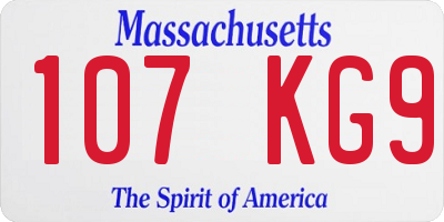 MA license plate 107KG9