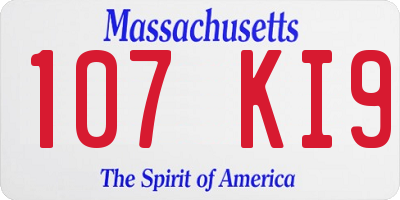 MA license plate 107KI9