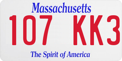 MA license plate 107KK3