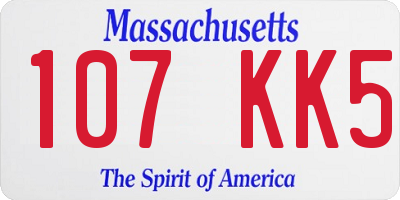 MA license plate 107KK5