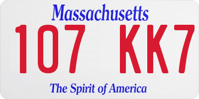 MA license plate 107KK7