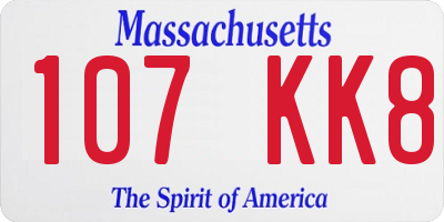 MA license plate 107KK8