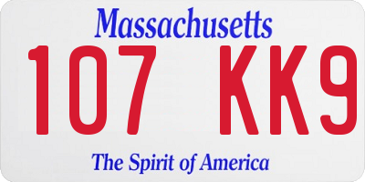 MA license plate 107KK9