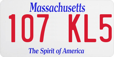 MA license plate 107KL5