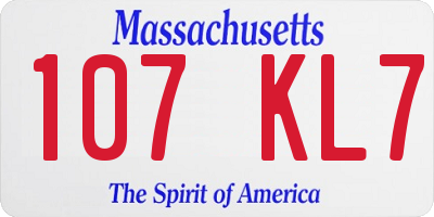 MA license plate 107KL7