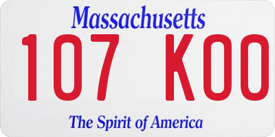 MA license plate 107KO0