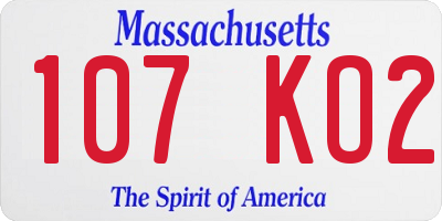 MA license plate 107KO2