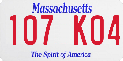 MA license plate 107KO4