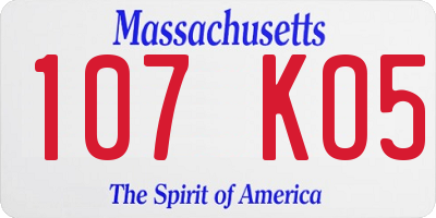 MA license plate 107KO5
