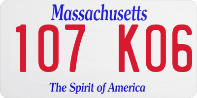 MA license plate 107KO6