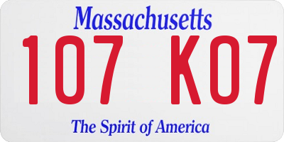 MA license plate 107KO7