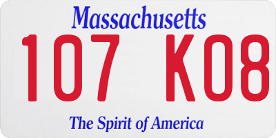 MA license plate 107KO8
