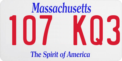 MA license plate 107KQ3