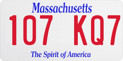 MA license plate 107KQ7