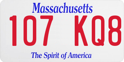 MA license plate 107KQ8