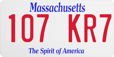 MA license plate 107KR7