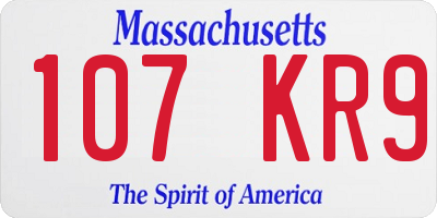 MA license plate 107KR9