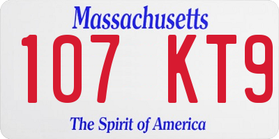 MA license plate 107KT9