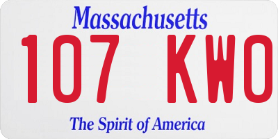 MA license plate 107KW0