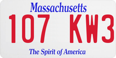 MA license plate 107KW3