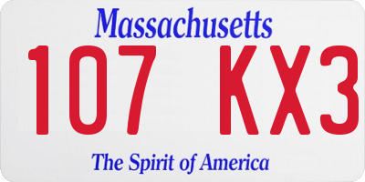 MA license plate 107KX3