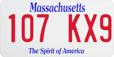MA license plate 107KX9