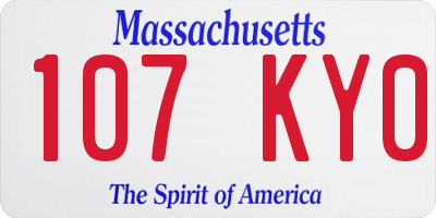 MA license plate 107KY0