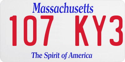 MA license plate 107KY3