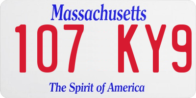 MA license plate 107KY9
